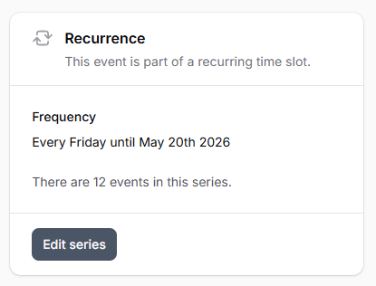 Events part of a time slot