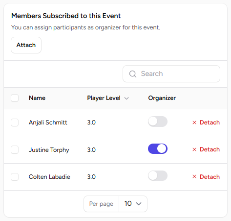 Manage Organizers