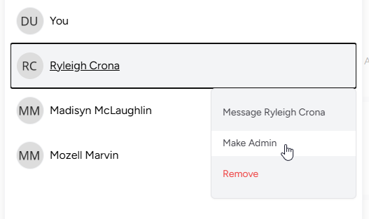 Group chat make admin