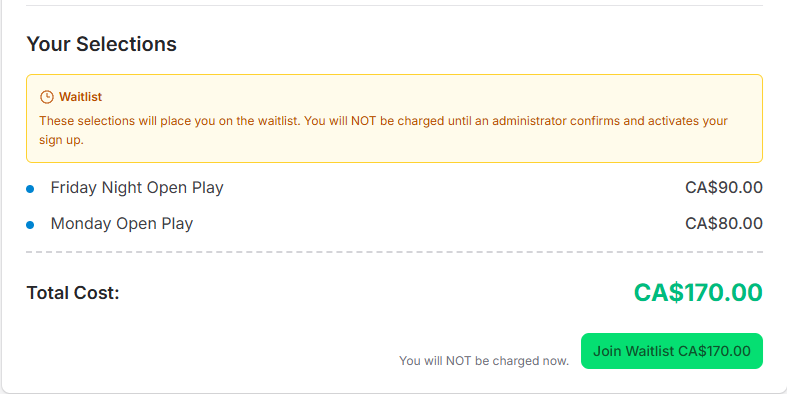 Season Calendar Selection