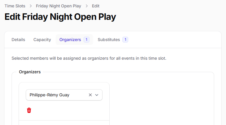 Time slot organizers